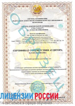 Образец сертификата соответствия аудитора №ST.RU.EXP.00014300-1 Рубцовск Сертификат OHSAS 18001